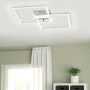 Moderna plafoniera LED Eglo Palmaves 1, alluminio spazzolato, con due elementi luminosi quadrati.