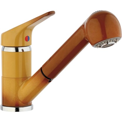 Paini miscelatore lavello canna bassa doccetta estraibile Dream marrone antico