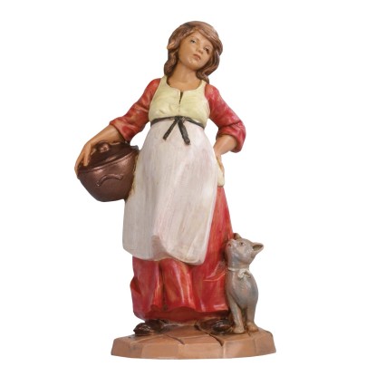 Pastorella per presepe in dolce attesa effetto legno 6,5 cm