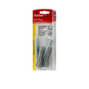 Tasselli Fischer SX Plus con viti, adatti per muratura piena e forata.