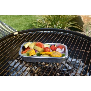Leccarda in alluminio OBI con verdure sulla griglia, 22 cm. Ideale per grigliate.