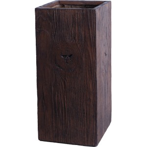 Fioriera marrone in Fiberclay (70x34x34 cm) effetto legno per esterni.