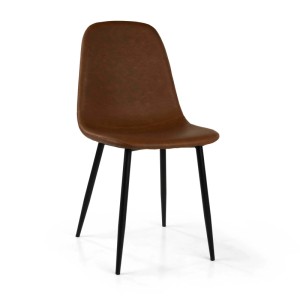 Sedia imbottita Malva in ecopelle marrone e struttura in metallo 44x54h86 cm