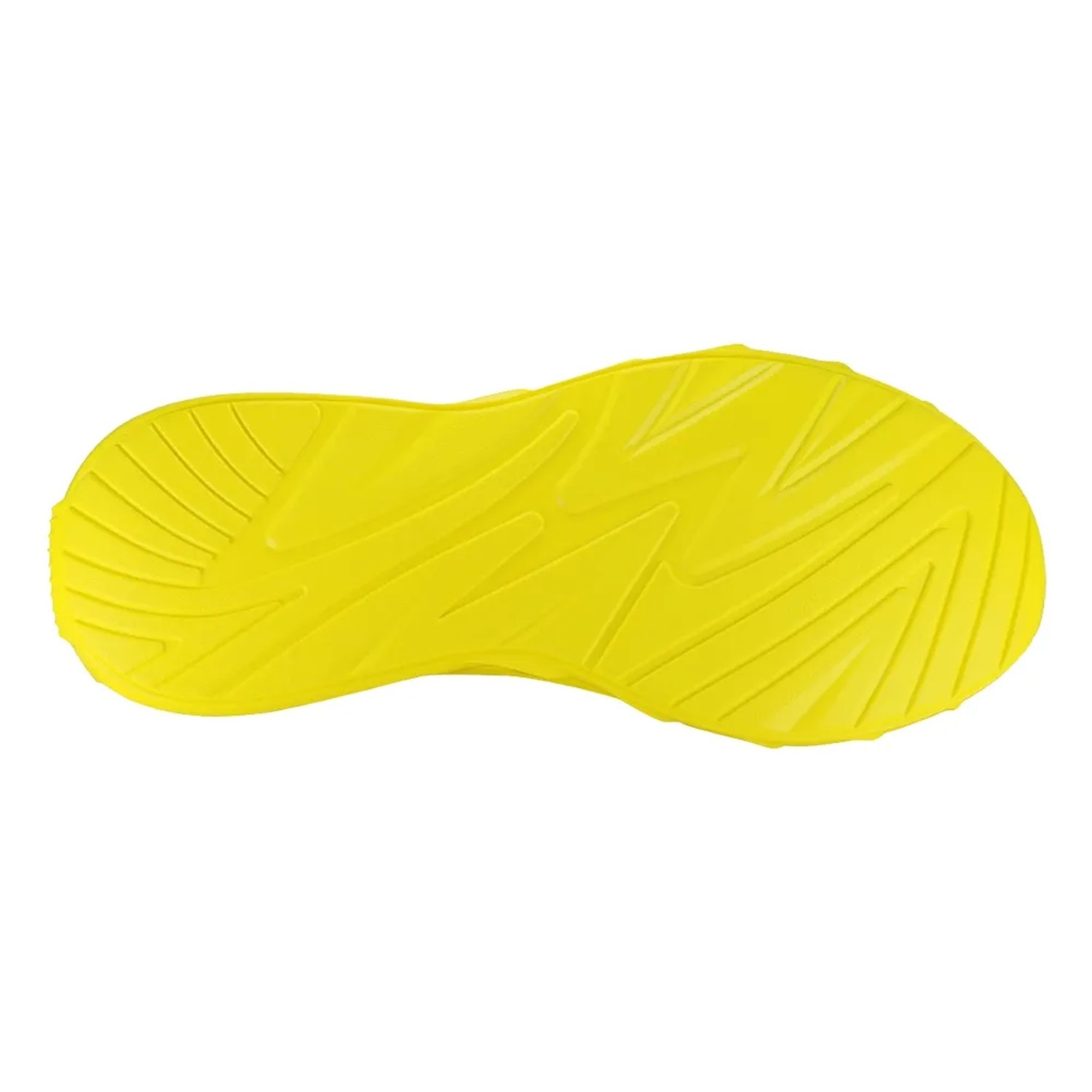 Suola gialla della scarpa da lavoro t.b.t. con battistrada per una presa sicura.