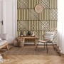 Pannello decorativo a parete t.b.t. effetto legno con motivo geometrico.