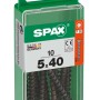 Viti Spax 5x40, 10 pezzi in contenitore di plastica verde. Fissaggio universale per il fai da te.