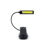 Lampada da comodino t.b.t. nera con clip, braccio flessibile e luce LED.