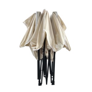 Gazebo pieghevole beige t.b.t. con struttura nera.