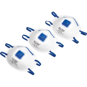 LUX Mascherina con valvola FFP2 (confezione da 3): Maschere respiratorie con valvola di espirazione ed elastici per un comfort ottimale.