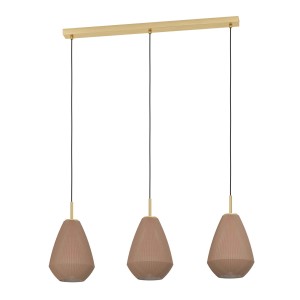 Lampada a sospensione moderna con tre paralumi a forma di goccia, ideale per sale da pranzo. Sospensioni.