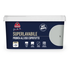 Secchio di pittura per interni grigia 'Loft' di Boero, super lavabile e coprente.