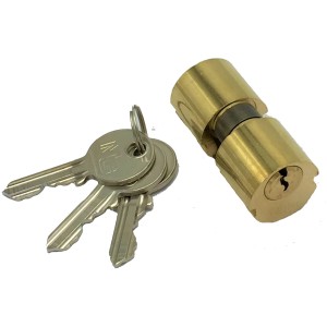 Cilindro in ottone con tre chiavi per la sicurezza della porta.