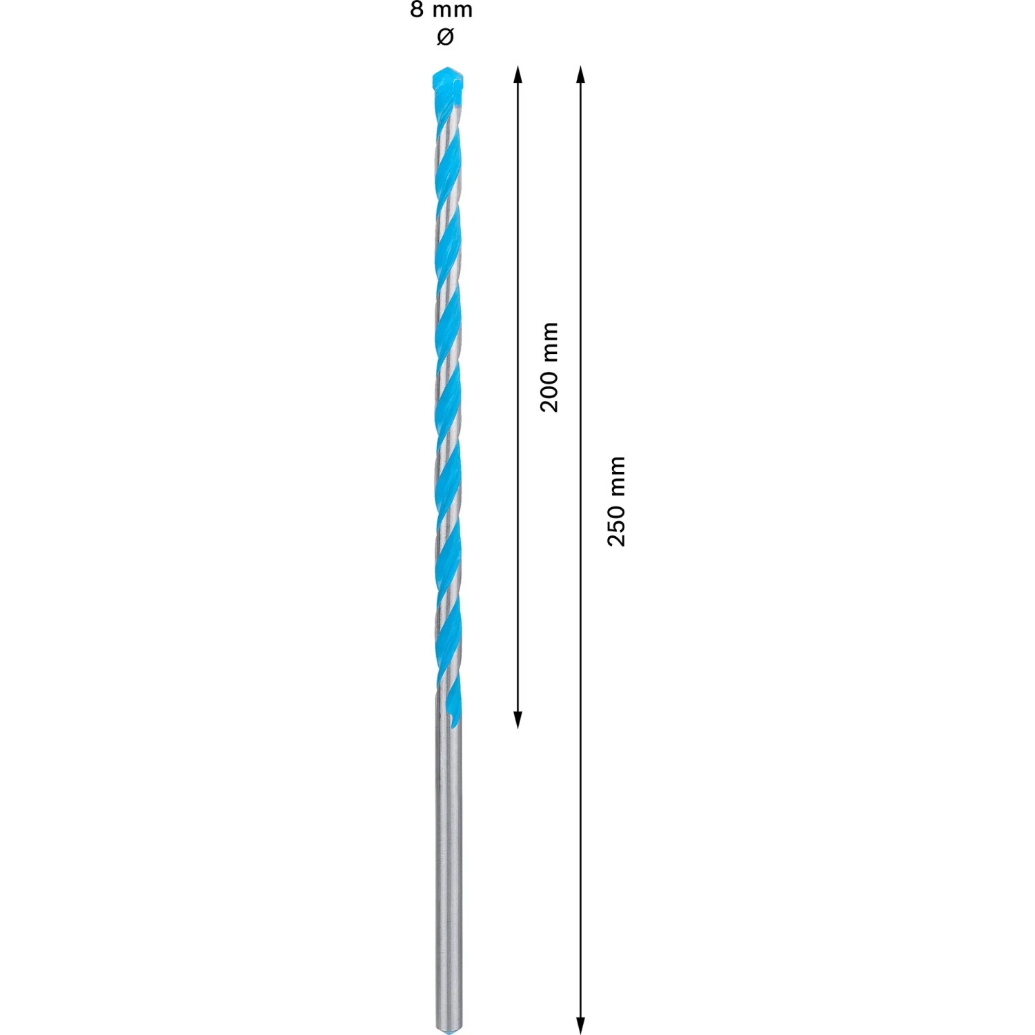 Punta Bosch Expert Multi Construction CYL-9, Ø 8mm, lunghezza 250mm, punta universale per diversi materiali.
