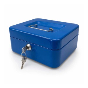 Cassetta portamonete in acciaio 90x200x160 mm blu