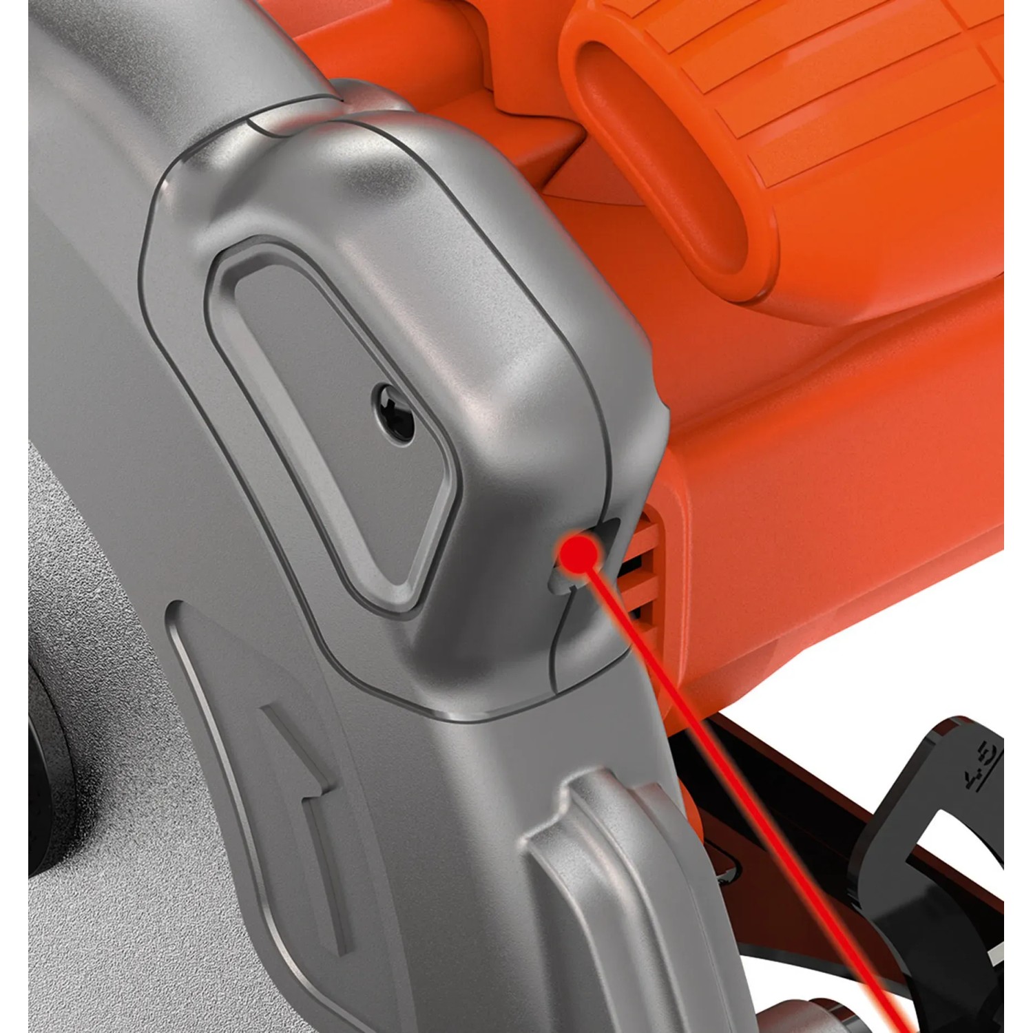Dettaglio della sega circolare a mano Black+Decker CS1250L con laser