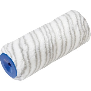 Rullo per dispersione LUX 18cm, poliestere, grigio a righe, pelo corto per pitture interne.