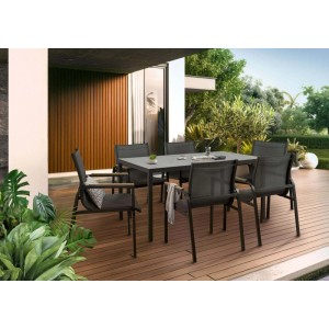 Tavolo e sedie da giardino Kulina antracite 6 posti