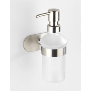 Wenko dispenser sapone Orea con supporto in acciaio inox opaco e vetro satinato, ca. 200 ml.