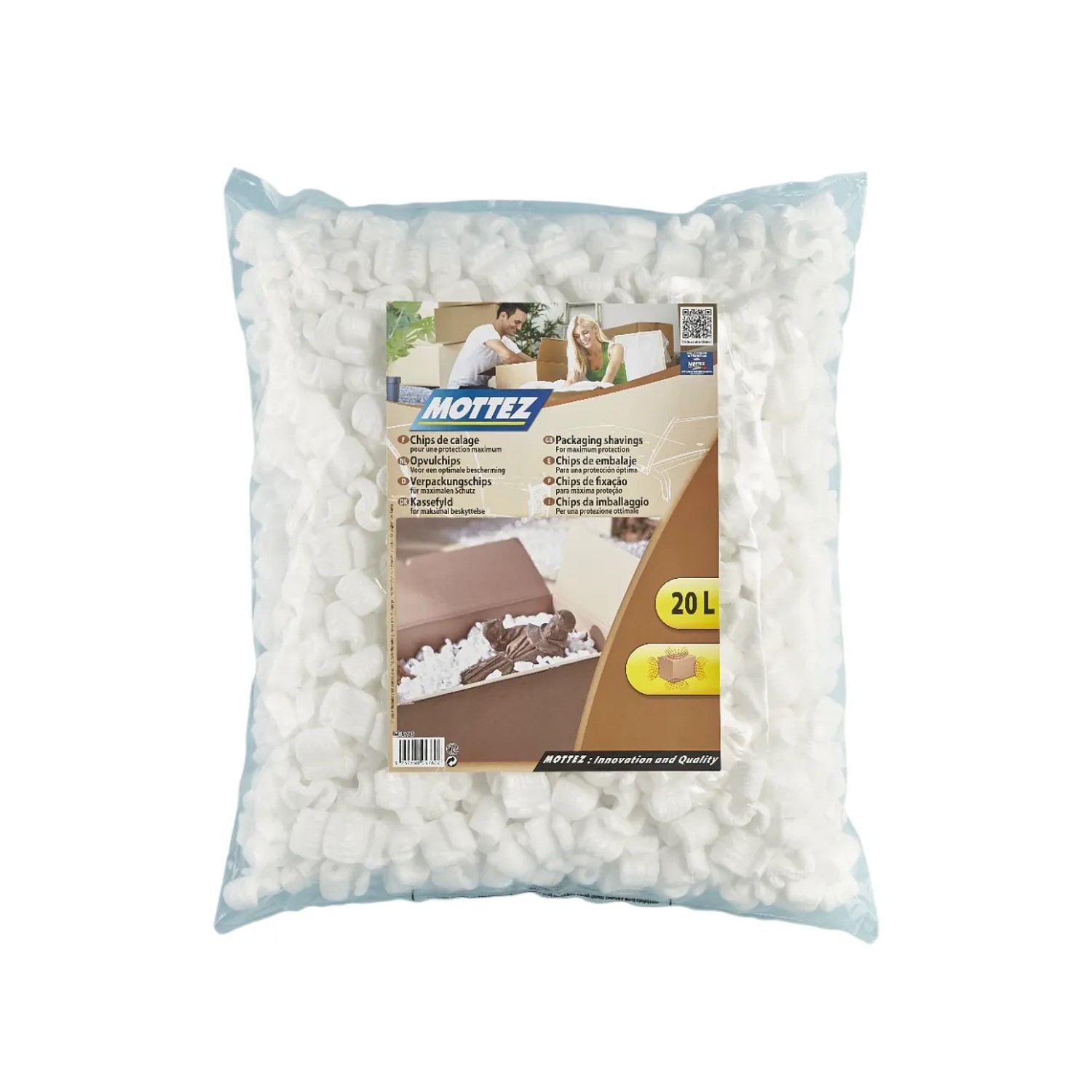 Sacco di chips da imballaggio, materiale di riempimento per pacchi, 20 litri.