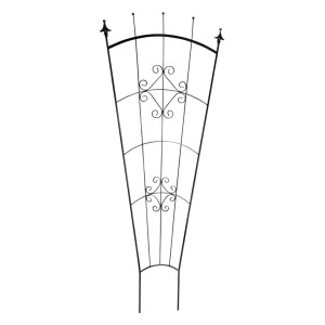 Tutore a ventaglio grigio scuro, alto 180 cm, in acciaio per piante rampicanti.