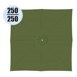 Ombrellone t.b.t. quadrato verde oliva (250x250 cm) visto dall'alto.