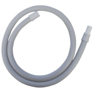 Tubo flessibile grigio per lavatrice con due connettori.