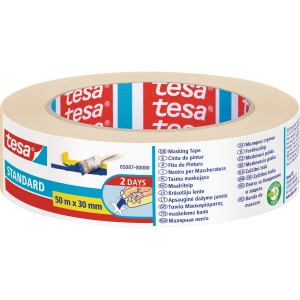 Tesa Maler-Krepp Economy, rotolo 50m x 30mm, per mascheratura e marcatura in interni.