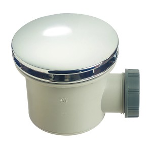 Sifone per doccia con copertura cromata.