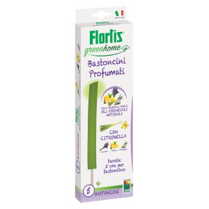 Flortis Greenhome bastoncini profumati con citronella, 5 pezzi, per repellente per insetti.