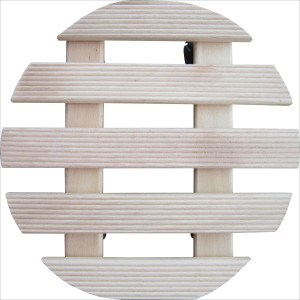 Rollante per piante rotondo in faggio naturale, rigato, Ø 30 cm.