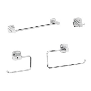 Corredo bagno Starter a parete 4 pz acciaio cromato