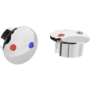 Maniglie di ricambio t.b.t., cromate, con marcature rosse e blu.