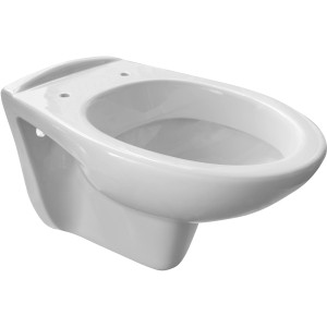 WC sospeso bianco (t.b.t.) in ceramica, forma ovale.