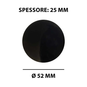 t.b.t. nero rotondo per accessori lavatrici, diametro 52 mm, spessore 25 mm.