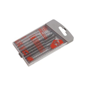 Set di lame per seghetto alternativo LUX, 10 pezzi, attacco a T, per legno e metallo.