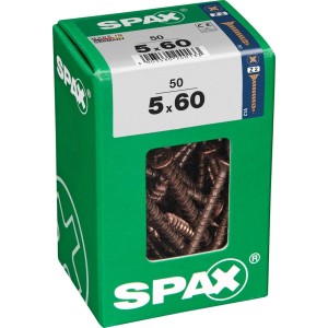 Confezione verde di viti per legno SPAX 5x60, 50 pezzi. Uso universale.