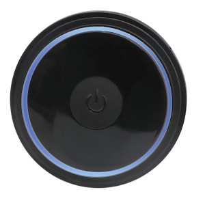 Spine t.b.t. nero con anello luminoso blu e simbolo di alimentazione.