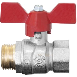 t.b.t. Valvola a sfera con maniglia a farfalla rossa.