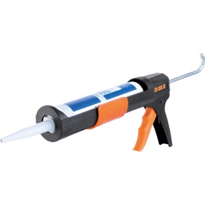 Pistola per cartucce OBI per silicone, acrilico e sigillanti. Utensile maneggevole in nero e arancio.