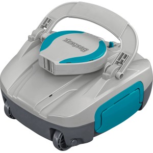 Robot piscina Bestway AquaTronix G100 grigio/turchese con maniglia e ruote.