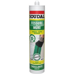 Cartuccia Soudal Fessure Muri, sigillante acrilico per riempire crepe e giunti.