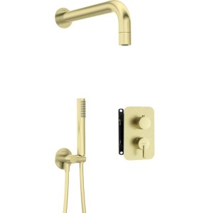Set doccia incasso Idrostile Limonar con box e soffione 42 mm oro spazzolato