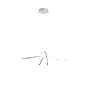 Moderna lampada a sospensione t.b.t. argentata per interni.