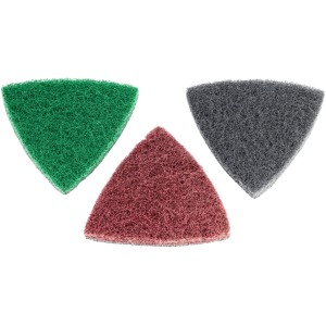 Set di vello abrasivo LUX per levigatrici triangolari, 96 mm, 3 pezzi (fine, molto fine, extra fine).