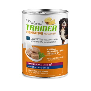 Natural Trainer Sensitive cibo umido per cani con trota e ananas per cani adulti.