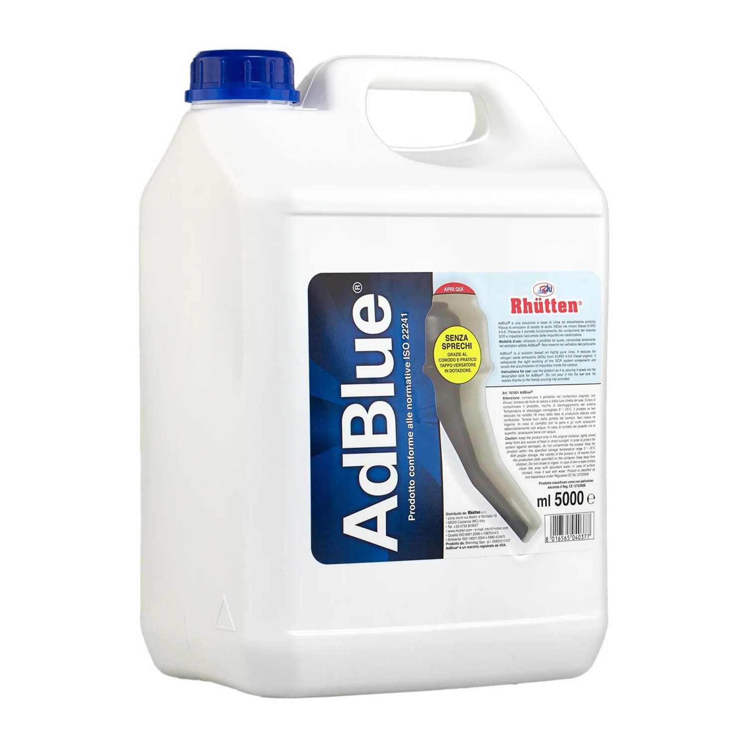 Tanica AdBlue Rhütten, 5000 ml, per motori diesel. Olio e additivo.