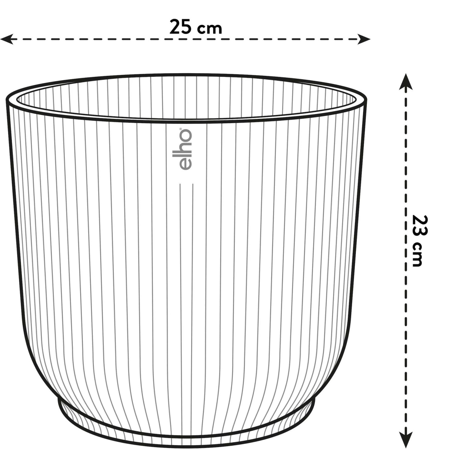 Elho Vaso per piante Vibes Fold, Ø 25 cm, rosa tenue, con motivo a coste. Ideale per piante da interno.