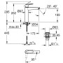 Disegno tecnico del miscelatore per lavabo Grohe QuickFix Start XL-Size con dimensioni.