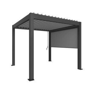 Tenda a rullo parasole Biohort per pergola, larghezza 364 cm, in grigio scuro metallizzato. Ideale per coperture per terrazzi.