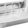Vassoio in alluminio t.b.t. per barbecue, rettangolare e color argento.